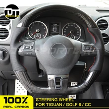Индивидуальные Углеродные рулевые колеса для гольфа 6 CC высокое качество углеродного волокна руль подходит для гольфа