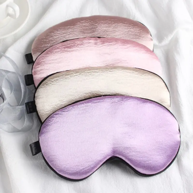 

Unisex Satin Silky Sleep Eye Mask Glitter Shimmer Solid Color Travel Portable Adjustable Strap Blindfold Smooth Night Eyeshade
