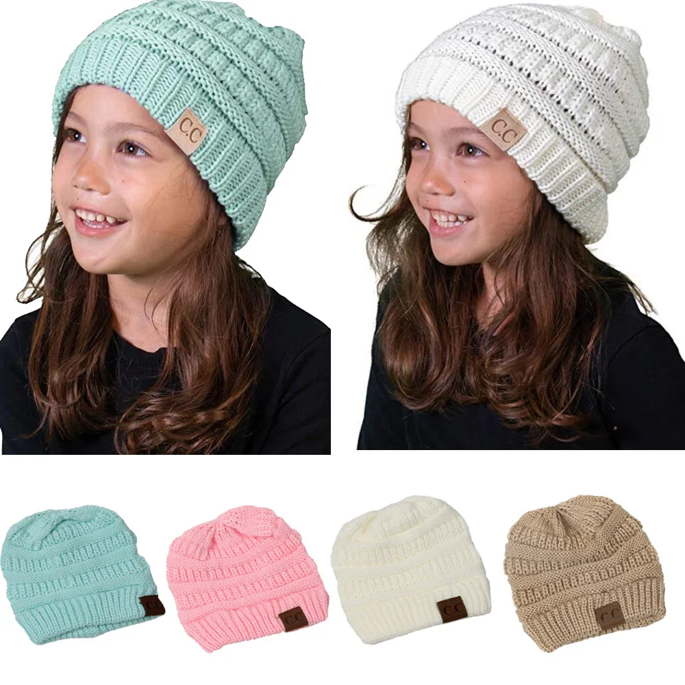 Теплая вязаная шерстяная шапка, шапка для детей, Зимняя шерстяная шапка, теплый пуловер и шапка для мальчиков и девочек, детская шапка с защитой ушей