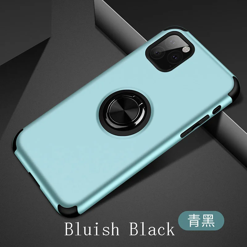 Bluisk Black Металлический кольцевой кронштейн силиконовый чехол для iPhone 11 XsMax Xr Xs X металлический кольцевой кронштейн для iPhone 8 7 6s 6 Plus защитный чехол - Цвет: Bluisk Black
