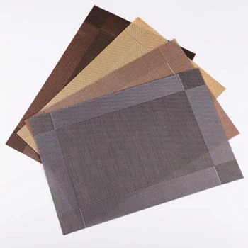 

Set of 4 PVC Bamboo Plastic Placemats for Dining Table Runner Linens Place Mat in Kitchen Accessories Cup Wine Mat