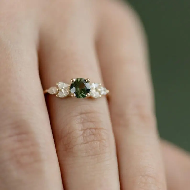 Изящный Кристалл зеленый горный хрусталь Обручальные кольца для женщин женские классические свадебные кольца ювелирные изделия для девушек вечерние подарки аксессуары