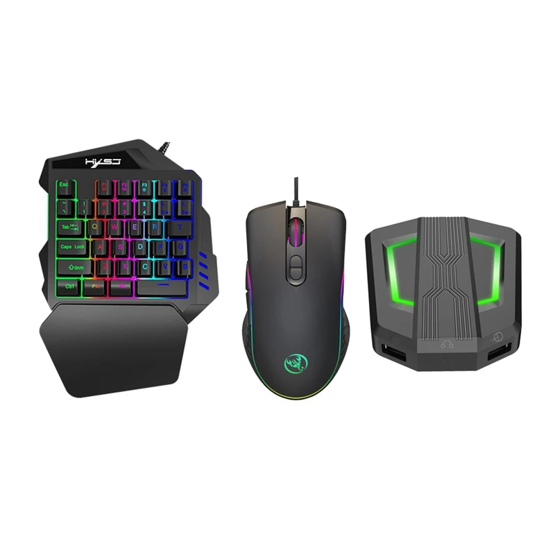HXSJ 3 в 1 для одной руки RGB клавиатура игровая мышь с конвертером комбинированный