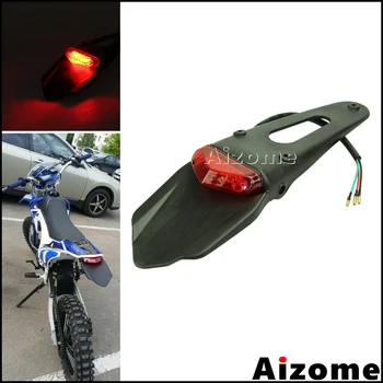 

Dirt Bike Custom Rear Fender LED Tail Light Mudguard w/ License Plate Holder For Honda Yamaha Suzuki CR XR CRF WRF KX YZF