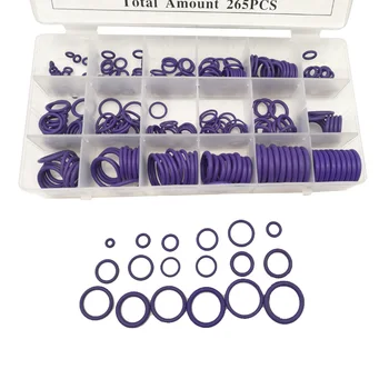 

265pcs 18 Sizes O-ring Kit Rubber O-Ring Seals Gasket Oil Resistance Watertightness Assortment Fit Auto Air Conditioning