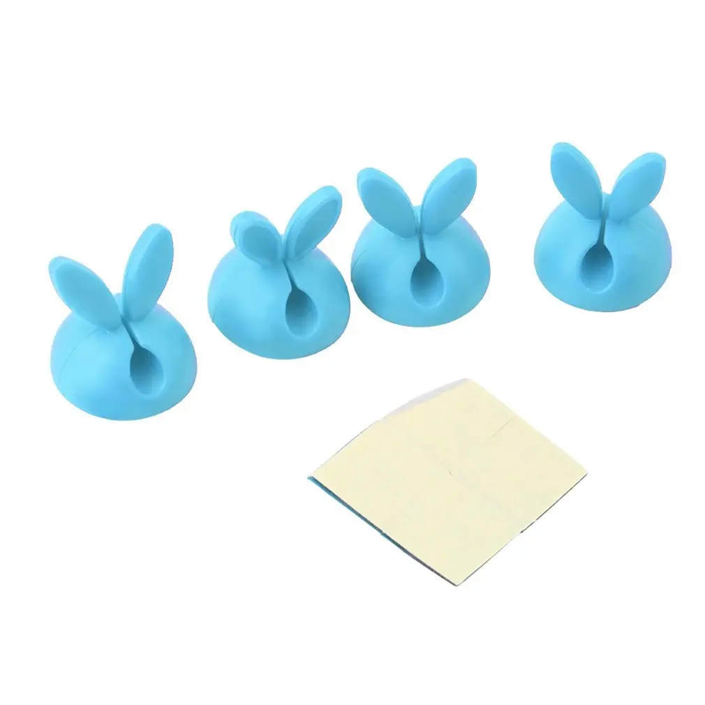 

4pcs Multipurpose Rabbit Earphone Cable Cord Wire Line Organizer Clips Fixer Fastener Holder Creative Design