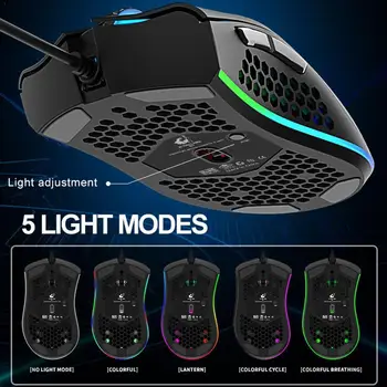 

PixArt3325 Mouse 1.7m Wired Connection Lightweight Cable Honeycomb With Rope Gamer Ergonomic For Computer Soft Shell Mice K5R3