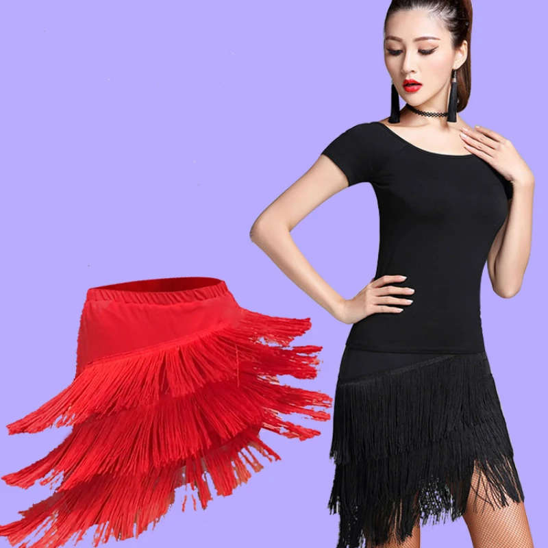 Latin Dance Skirt Sexy Women Chacha Samba Tango Layers Tassels Fringes Dresses Competition Performamnce Salsa Lady Latin Costume dance dress dance skirt