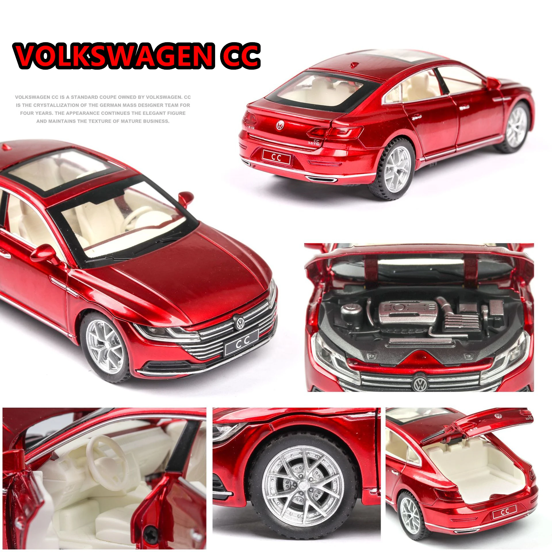 1:32 Volkswagen CC игрушка из сплава со звуком и светом Коллекционная модель автомобиля