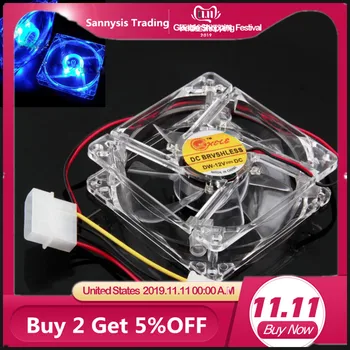 

80mm fan cooler PC CPU fan Cooling Fan Blue Quad 4-LED Light Neon Clear 80mm PC fan Mod for video card thermal pad Drop shipping