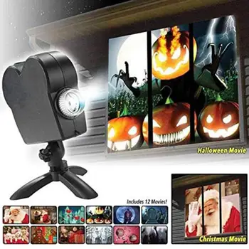 

Christmas Halloween Laser Projector 12 Movies Disco Light Mini Window Home Theater Projector Indoor Outdoor Wonderland Projector