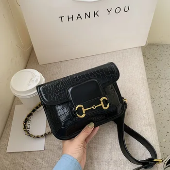 

Trending Crocodile Pattern Baguette Bags Quality Leather Shoulder Bags for Women 2020 Chain Design Luxury Hand Bag Female Travel