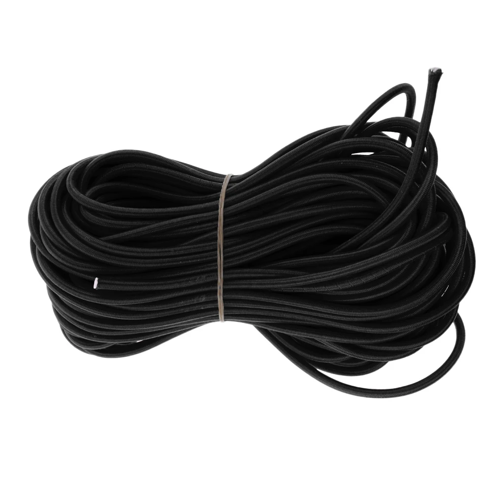 Heavy Duty 5mm 75m Black Rubber Elastic Shock Cord Bungee Rope Stretch Band Tie Down Boat Kayak Trailers Caravan