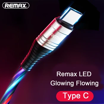 

Remax LED Glowing flowing luminous Cable Type C USB Data Cable Fast Charging for Samsung Galaxy s8 s9 a7 a50 s10 c5 c7 j3 pro