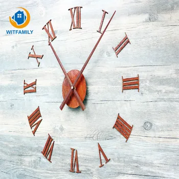

Roman Numeral Mute Wall Watch 3d Wall Clock Vintage Old Rust Metal Texture Clocks Sticker Creative Fashion Nostalgic Stickers