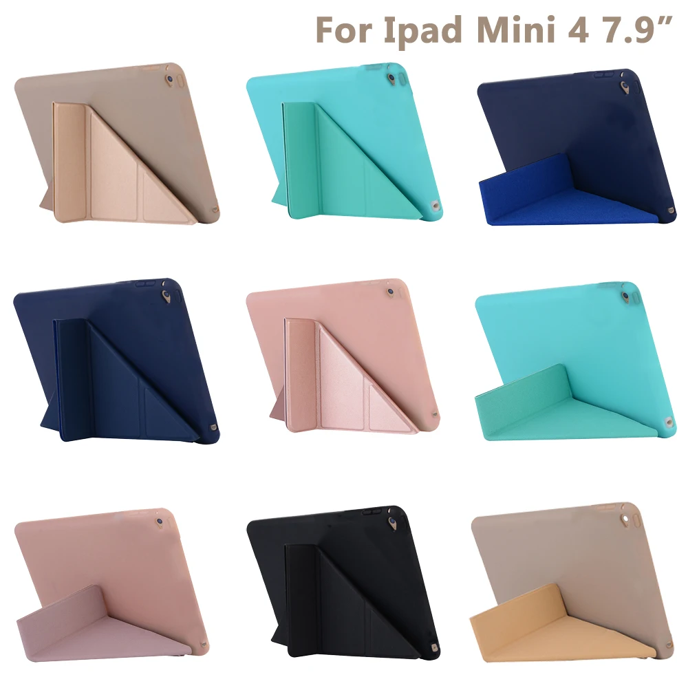 Soft TPU Leather Smart Magnetic Third Fold Folio Cover Holder Skin Shell Case For Apple iPad Mini 4 / Mini 5 2019 Tablet Retails