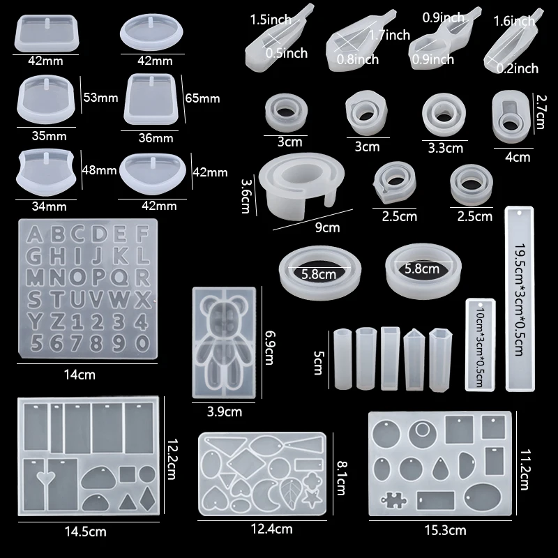 31pcs Resin Jewelry Molds, Jewelry Casting Molds, Pendant Trays Making Kit,  Silicone Molds for DIY Resin Pendants, Keychains, Earrings, Resin Jewelry