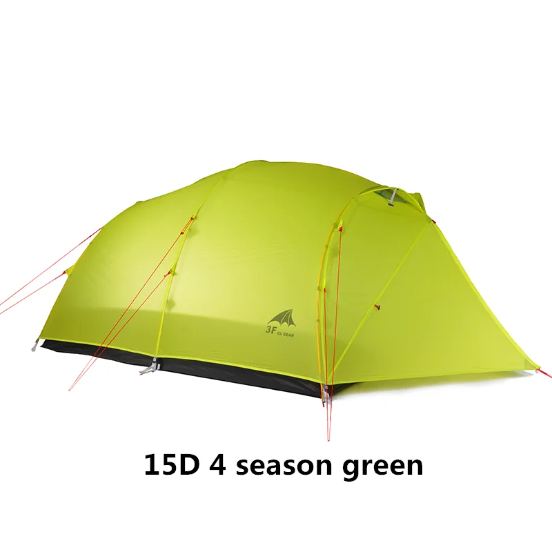 3F UL шестерни палатки Открытый Кемпинг Сверхлегкий 4 человека 3/4 Сезон Водонепроницаемый большая палатка для всей семьи - Цвет: 15D  4 season green