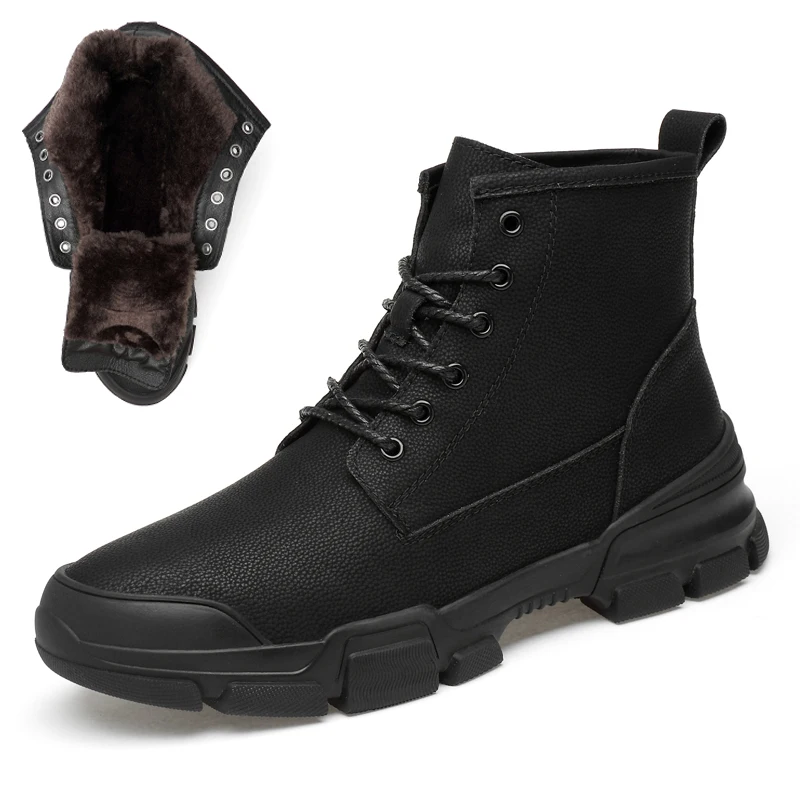 

2019 winter Men ankle boots Genuine Leather warm Luxury Handmade rubber High Quality snow boots men #HL8998