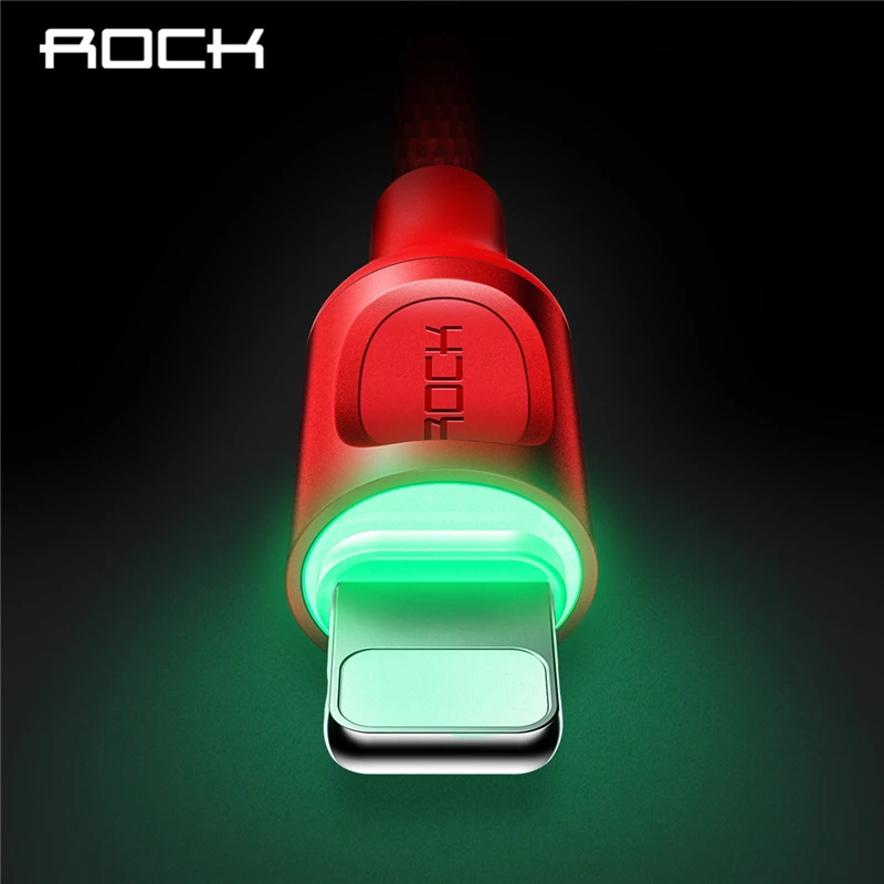 

Rock Auto Disconnect USB Cable For iPhone X 7 8 6 iPad IOS Fast Charging LED indicator Data Sync Cable 2.1A Fast Charger 1M