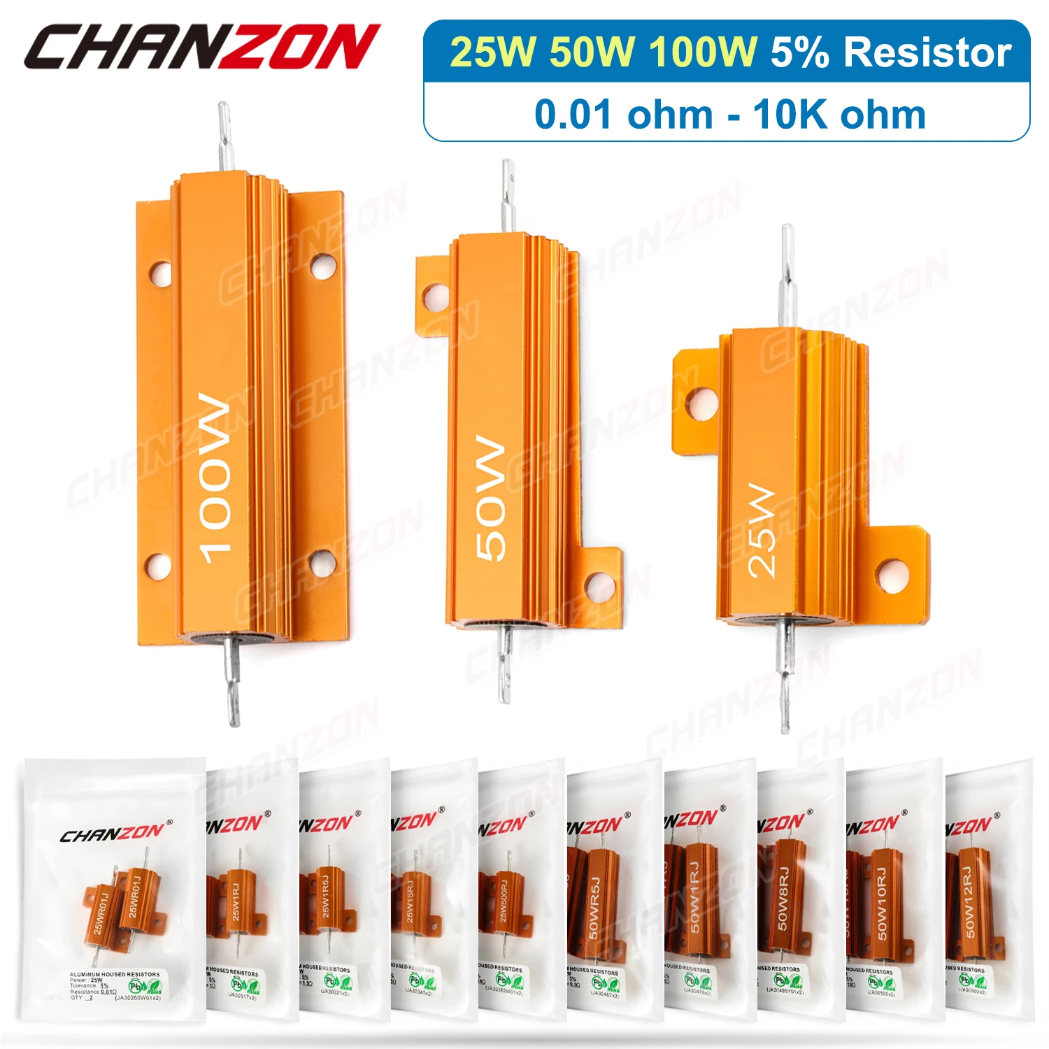 2 шт., проволочный Алюминиевый резистор, сопротивление высокой мощности ...