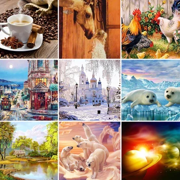 

30x40 3pcs diamond painting 5D Full Square embroidery mosaic Cross Stitch DIY Wall Sticker home Decoration Christmas Gift