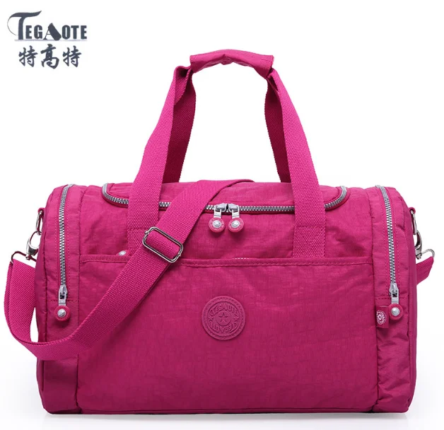 Bolso de viaje para mujer, bolso grande de lona, ​​bolso de mano para fitness, bolsa de almacenamiento de nailon impermeable._voghion.com
