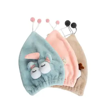 

3Pcs Fast Hair Drying Caps Water Absorption Shower Cap Bowknot Hair Drying Turban For Women Girls Bathroom(Pink Blue Coffee )