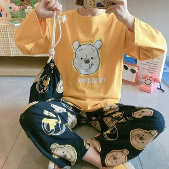 

Pyjamas Women 2020 Autumn Long sleeve Cotton Home clothes Women night suit Two Piece plus size Sleepwear Ladies Pajamas Set 5XL