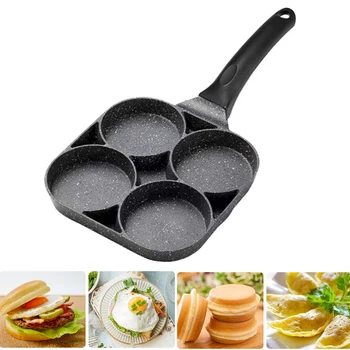 

Easy Clean Home Omelet Pan Cake Maker Practical 4 Hole Long Handle Cooking Burger Eggs Ham Kitchen Supplies Non Stick Restaurant