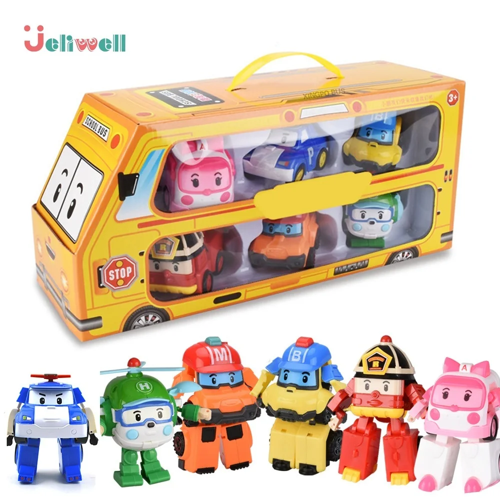 ROBOCAR POLI партия из 6 полированных детских игрушек роботы трансформеры