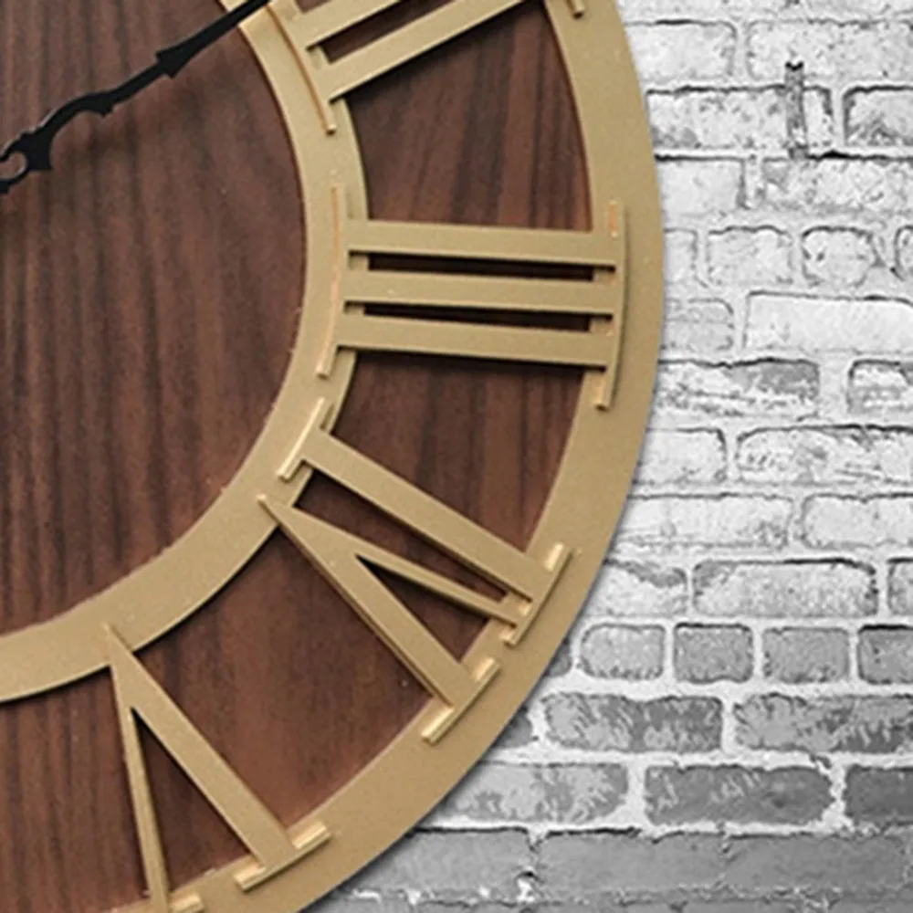 Черный Европейский ретро деревянные римские цифры ремесло гостиной украшения из акрила электронные часы для домашнего декора