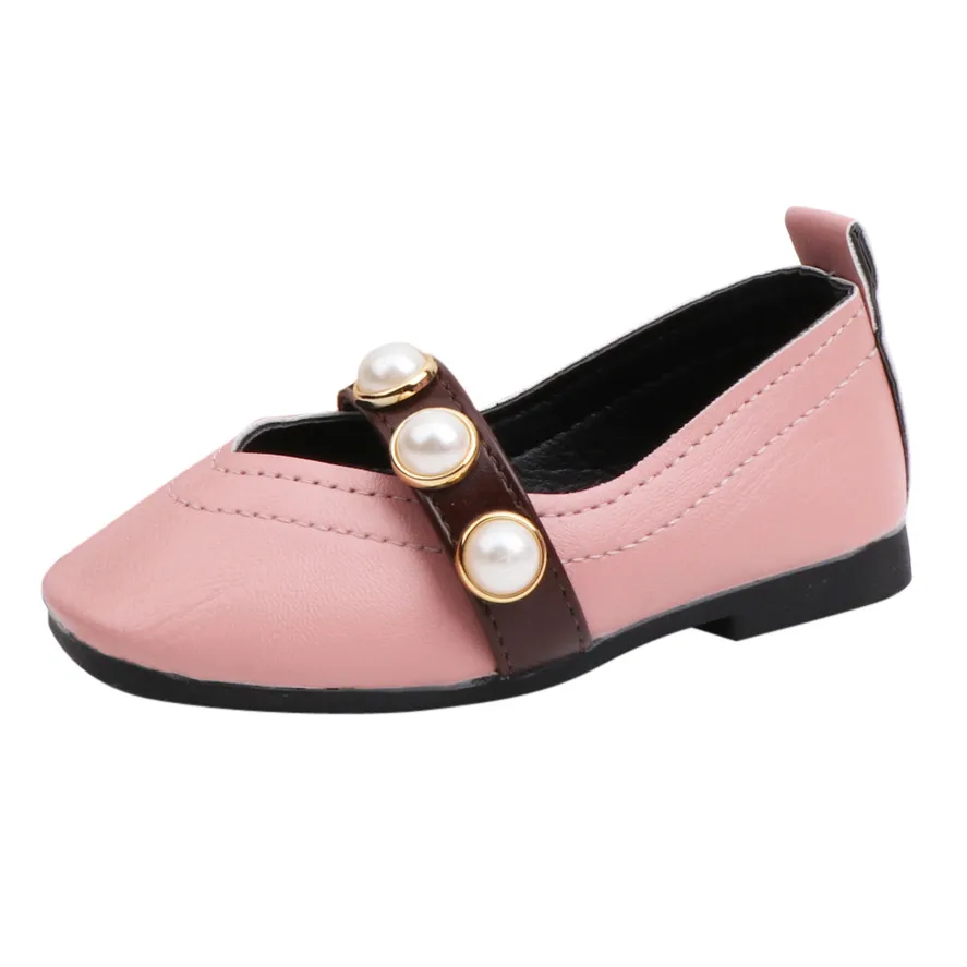 Весна Осень Девочки Принцесса обувь для малышей младенцев Дети Детские жемчужные сандалии кожаная обувь для девочек-подростков для девочек - Цвет: Розовый