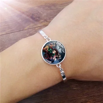 

Japan Demon Slayer Kimetsu No Yaiba Kamado Tanjirou Nezuko Cosplay New pattern Bracelet Time Gem Cabochon Alloy Wristband Gift