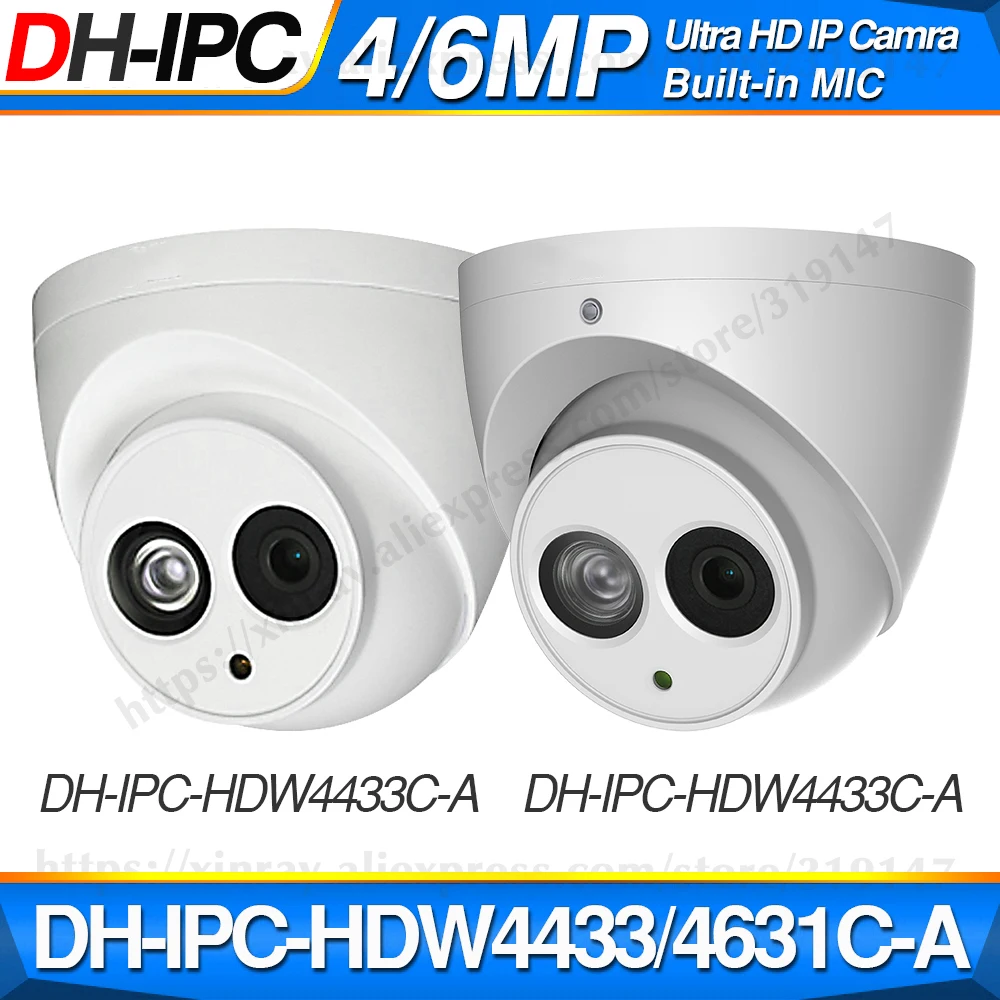 Dahua IPC HDW4433C A HDW4631C 4 МП 6 сетевая IP камера CCTV POE безопасности Встроенный микрофон 30 м