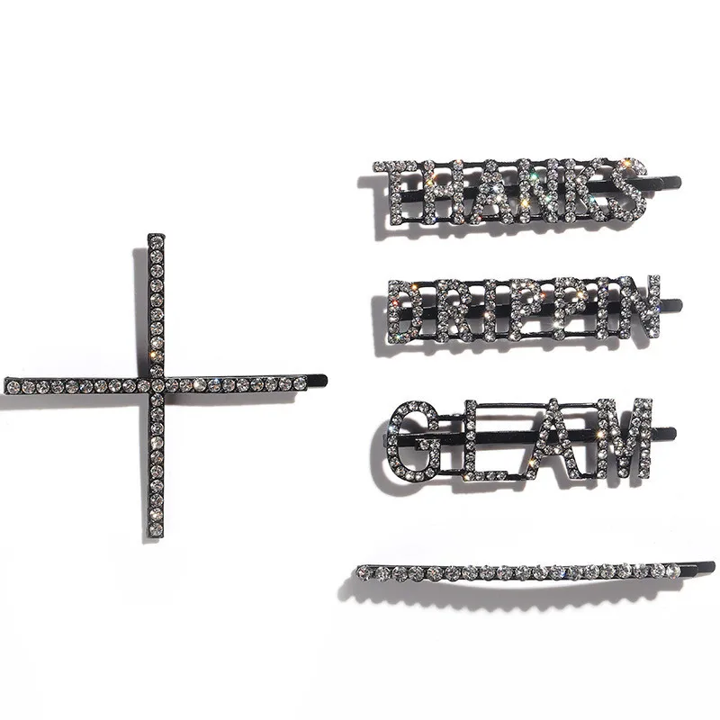 1PC GLAM/DRIPPIN Crystal Shiny Rhinestone Hairpins Letters Hair Clips Barrettes Styling Accessories for Women Girl Jewelry | Украшения и