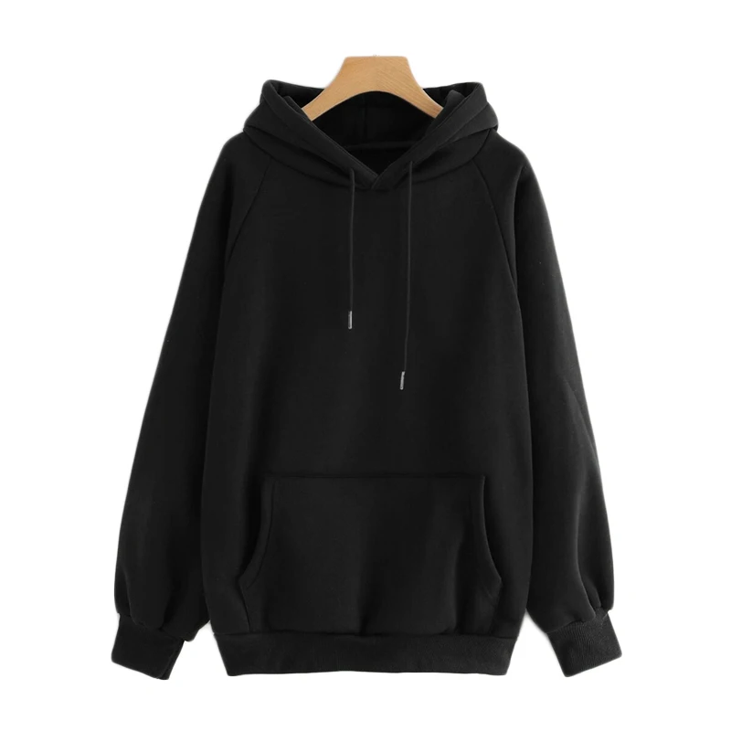 Dotfashion синий карман шнурок деталь сплошной балахон женская повседневная одежда Осень простой длинный рукав с капюшоном Пуловеры Толстовка