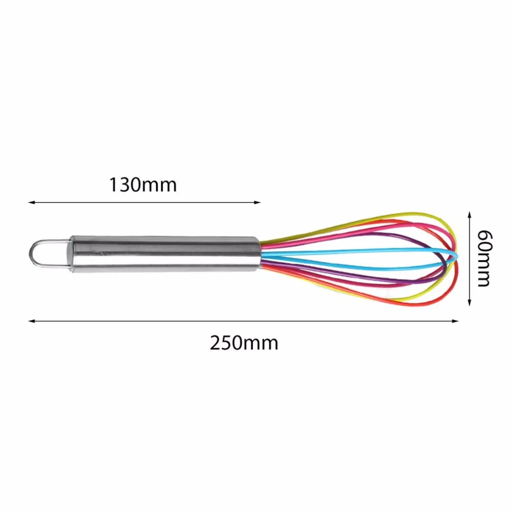 Colorful Silicone Whisk Frother Milk Cream Kitchen Utensils For Blending Stainless Steel Handle Mixer Stirring Tool Handheld