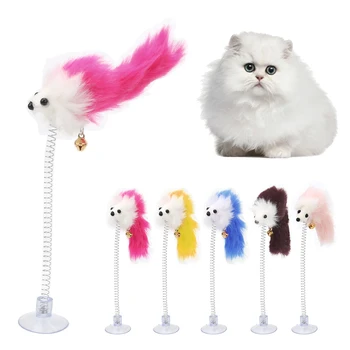 

Random Colour Pet Toys Feather Toys Cat Toys With Suckers False Mouse Pet Products Mice Shape