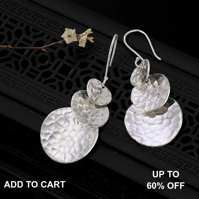 

Baroque style S925 Fine Jewelry Drop Earrings Antique store Unique Style Sterling Silver Vintage Nature Retro Exquisite