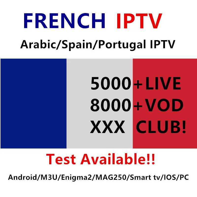 

French IPTV M3U Subscription France Arabic Portugal IPTV Support Andorid MAG Enigma Smart tv IOS PC Free test
