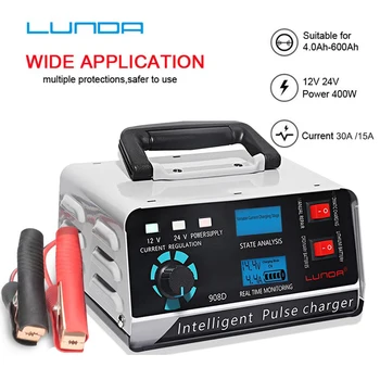 

12V 24V 400AH Lead Acid Intelligent Pulse Repair Type car Battery Charger Portable batteries Maintainer For Truck Motorcycle
