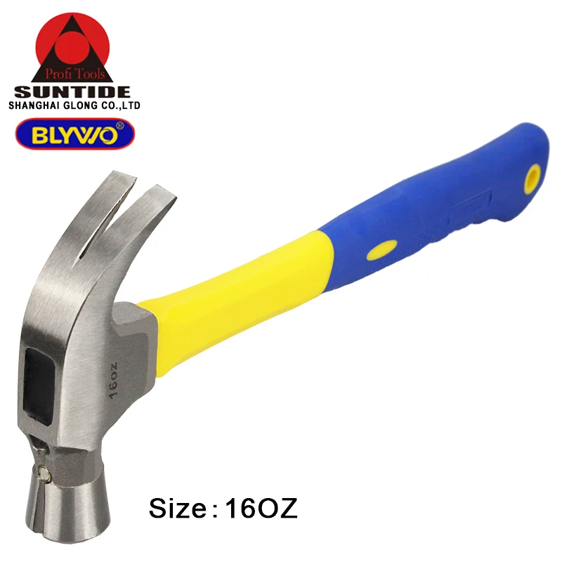 Claw Hammer Fibreglass 16oz with TPR Handle Curved Rip Nail Steel Head AT047
