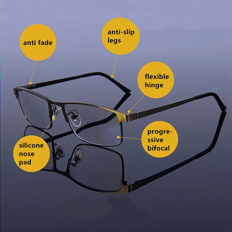 Gafas de lectura fotocromáticas inteligentes progresivas, lentes unisex antiluz azul, multifocales, de uso cercano y doble, para presbicia, 2020-1,0, 4,0
