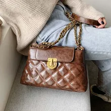 Маленькие винтажные кожаные сумки через плечо для женщин, сумка через плечо с цепочкой, женские качественные модные сумки