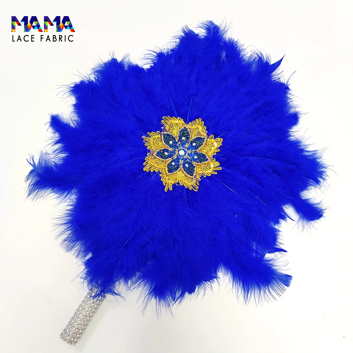 

2021 New Design African Many Color Feather Big Fan Ladies Wedding Feather Fan For Bride Single Feather Nigerian Feather Handfan