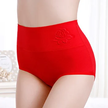

PANTIES Women Panties Cotton High Waist Postpartum Hips Large Size Briefs Solid Color Embossed Breathable Briefs