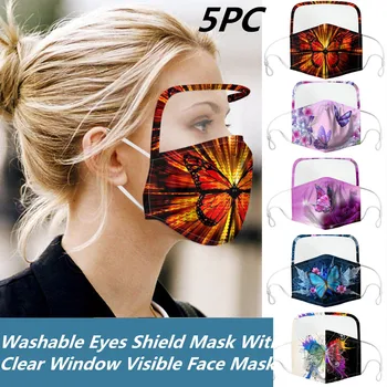

5PCS Women Dust Protective Face Mask Washable Eyes Shield Mask With Clear Window mascarilla reutilizable