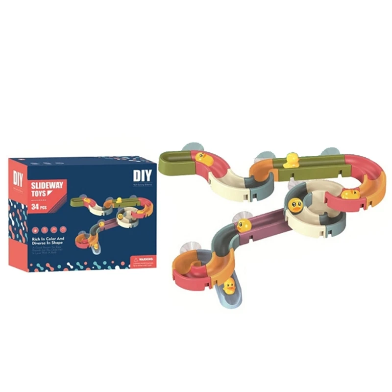 Bathtub Toy Water Slide DIY Track Block Interactive Water Playing Set with Strong Suction Cup Fixed Infant Baby H055