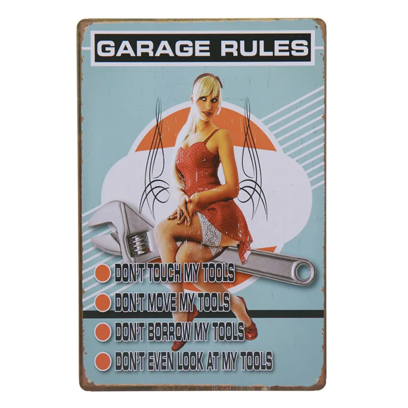 5 шт./компл. металлический мой "Garage Rules" гараж домашний Декор стены Ретро Живопись Тинтин знаки олова Бар плакат налет наклейки 30X20 см H20 - Цвет: LH5239